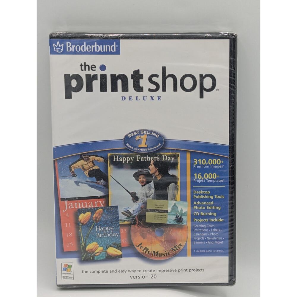 The Printshop Deluxe Version 20 Software Broderbund Windows XP/2000 New/Sealed